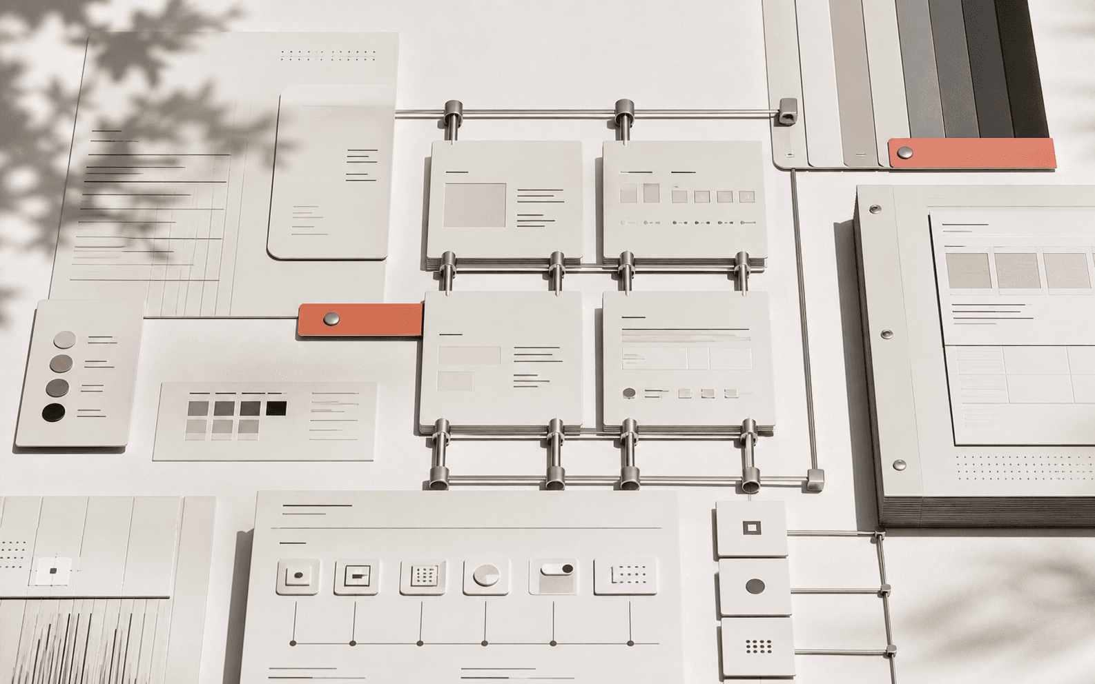 A modular paper design system connected across a precise editorial grid